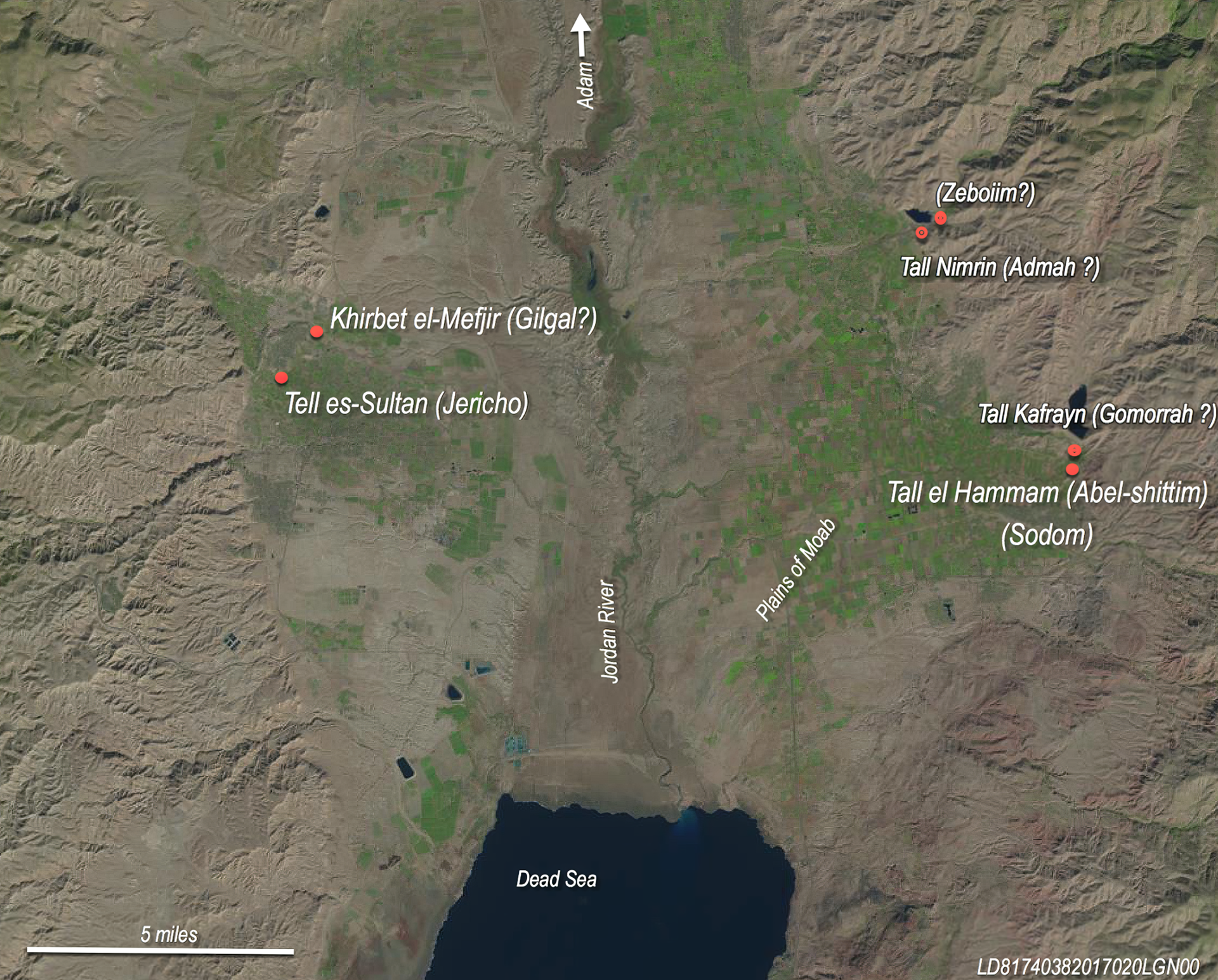 Map of Jericho, Gilgal, and the Plains of Moab